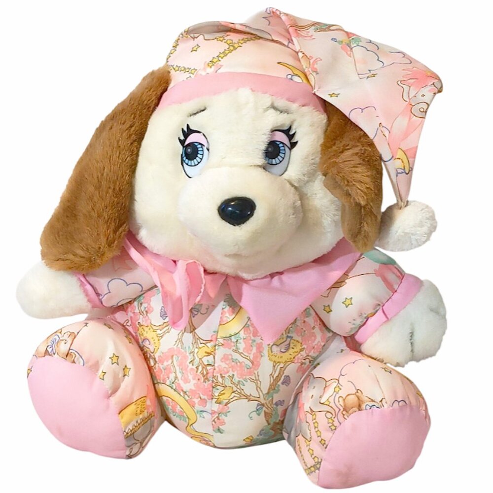 Vintage 1992 Well Made Happiness Aid Dog Puppy Pajamas Pj's Plush Toy 10"